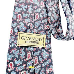 Givenchy Monsieur Tie Paisley Silk Black Blue Red Luxury Designer Mens Neck Tie